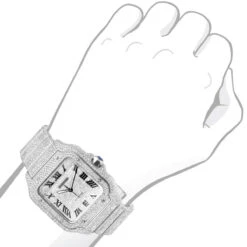 Iced Out Cartier Santos 40mm Diamond Watch 25 Ct -Its Hot Jewelry Shop 40mm fully iced out cartier santos diamond watch for men women 25 carat 968865 body