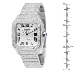 Iced Out Cartier Santos 40mm Diamond Watch 25 Ct -Its Hot Jewelry Shop 40mm fully iced out cartier santos diamond watch for men women 25 carat 968865 ruler