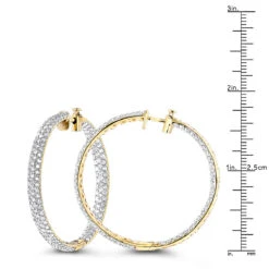 Large 5 Carat Diamond Hoop Earrings For Women 14K Yellow Gold Inside Out Style -Its Hot Jewelry Shop 5 carat diamond hoop earrings 14k gold inside out style p 48029 rulerye