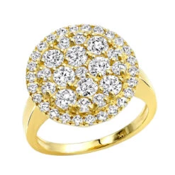 5 Carat Men's Diamond Engagement Ring 14K Yellow Gold Cluster Setting