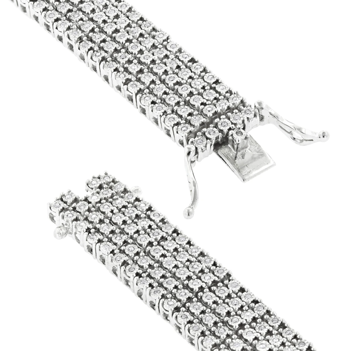 5 Row Men's Diamond Tennis Bracelet In Sterling Silver 1.75 Carat Gold Plted 4 5 Row Men's Diamond Tennis Bracelet In Sterling Silver 1.75 Carat Gold Plted - Image 2