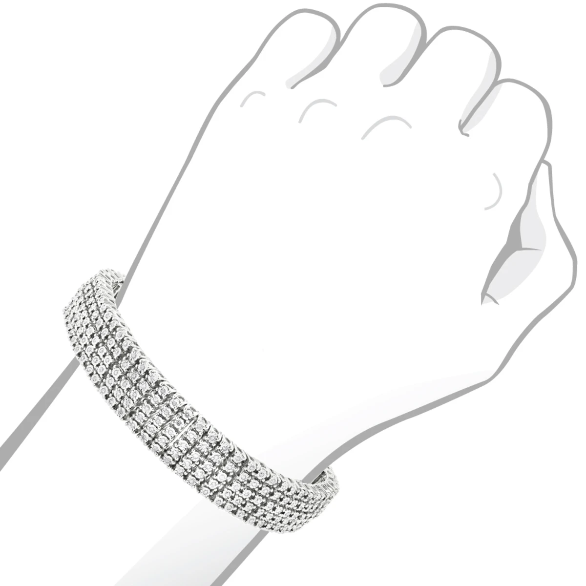 5 Row Men's Diamond Tennis Bracelet In Sterling Silver 1.75 Carat Gold Plted 5 5 Row Men's Diamond Tennis Bracelet In Sterling Silver 1.75 Carat Gold Plted - Image 3