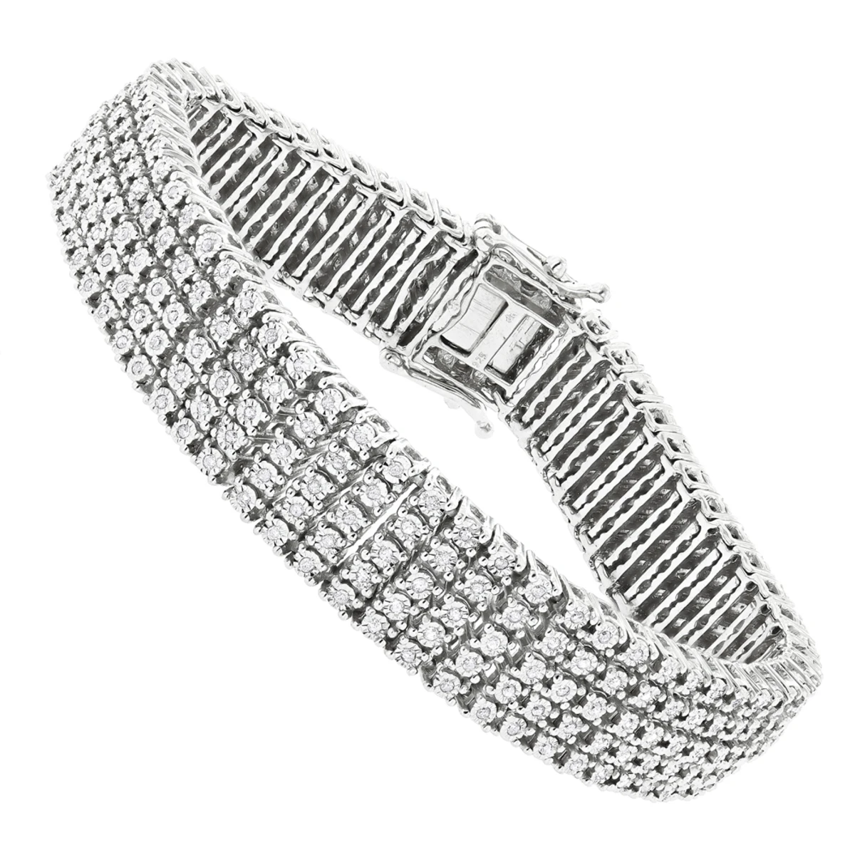 5 Row Men's Diamond Tennis Bracelet In Sterling Silver 1.75 Carat Gold Plted 3 5 Row Men's Diamond Tennis Bracelet In Sterling Silver 1.75 Carat Gold Plted