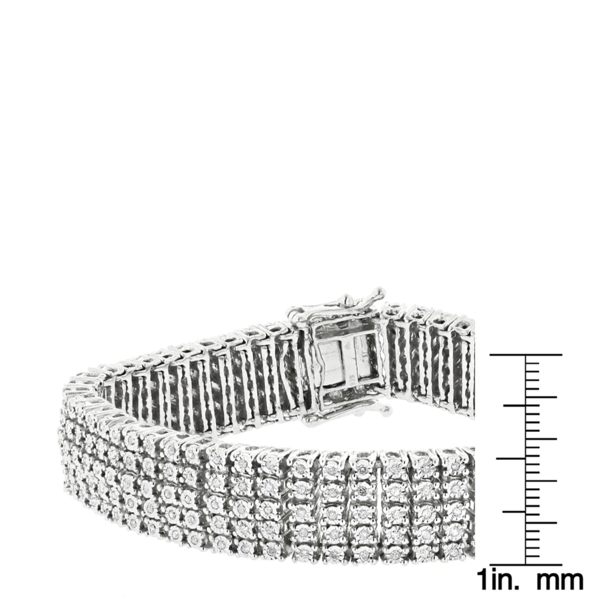 5 Row Men's Diamond Tennis Bracelet In Sterling Silver 1.75 Carat Gold Plted 6 5 Row Men's Diamond Tennis Bracelet In Sterling Silver 1.75 Carat Gold Plted - Image 4