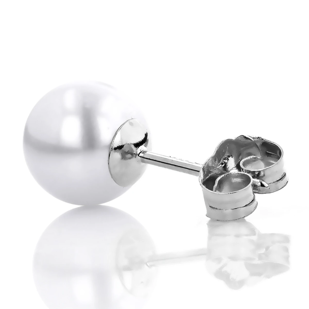 5.5-6mm 14K White Gold White Freshwater Pearl Stud Earrings 6 5.5-6mm 14K White Gold White Freshwater Pearl Stud Earrings - Image 4