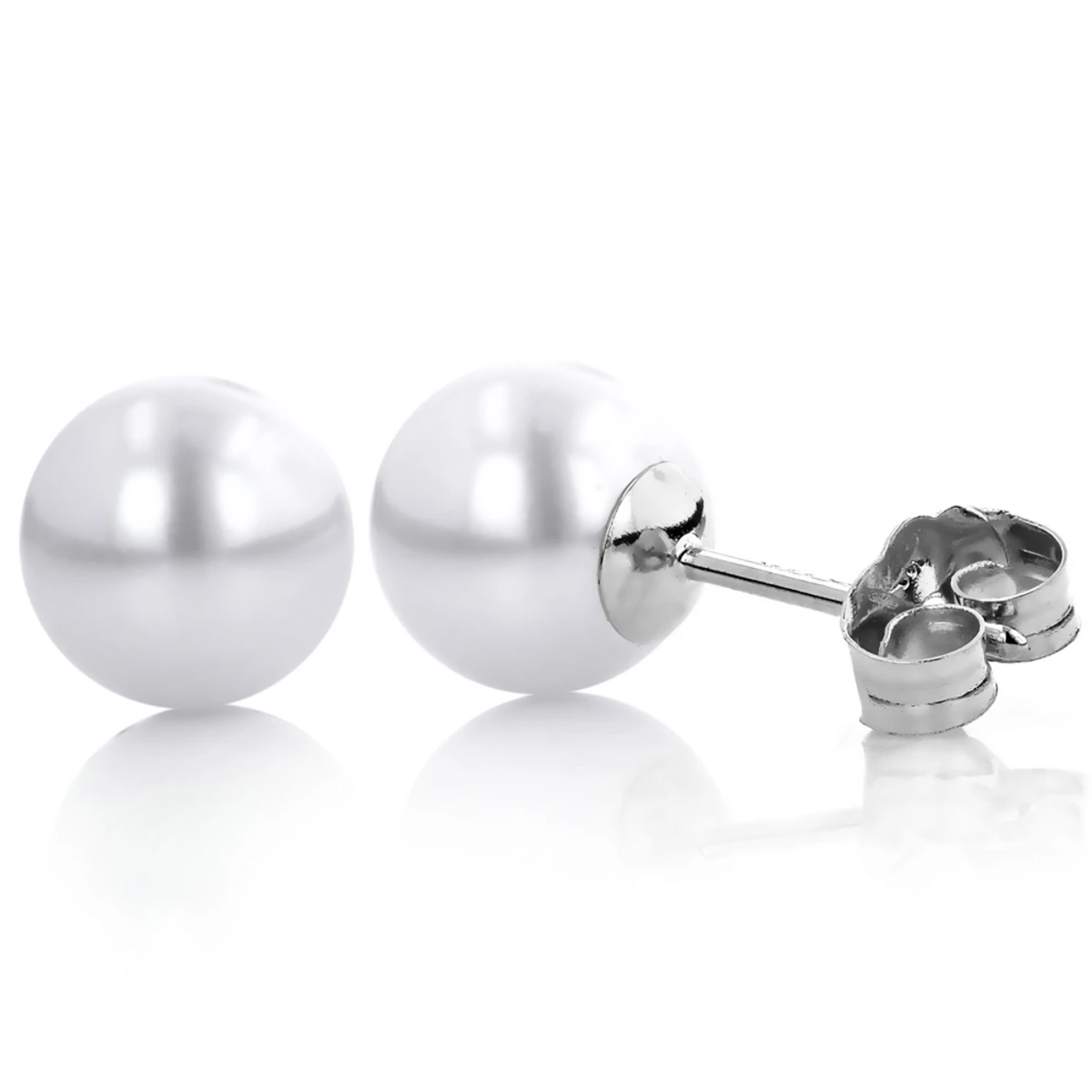 5.5-6mm 14K White Gold White Freshwater Pearl Stud Earrings 3 5.5-6mm 14K White Gold White Freshwater Pearl Stud Earrings