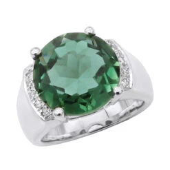 6 Carat Green Emerald Diamond Ring 14K Yellow Gold 0.15ct -Its Hot Jewelry Shop 6 carat green emerald diamond ring 14k gold 015ct p 29465 wh