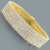 6 Row Men's Diamond Bracelet 1.35ct Gold Plated Sterling Silver