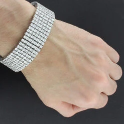 7 Row Diamond Bracelet For Men 1.20ct Sterling Silver -Its Hot Jewelry Shop 7 row diamond bracelet for men 134ct sterling silver 3