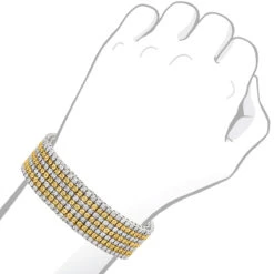 7 Row White And Yellow Diamond Bracelet For Men 1.5ct Sterling Silver -Its Hot Jewelry Shop 7 row white and yellow diamond bracelet for men 15ct sterling silver bod