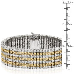 7 Row White And Yellow Diamond Bracelet For Men 1.5ct Sterling Silver -Its Hot Jewelry Shop 7 row white and yellow diamond bracelet for men 15ct sterling silver ruler