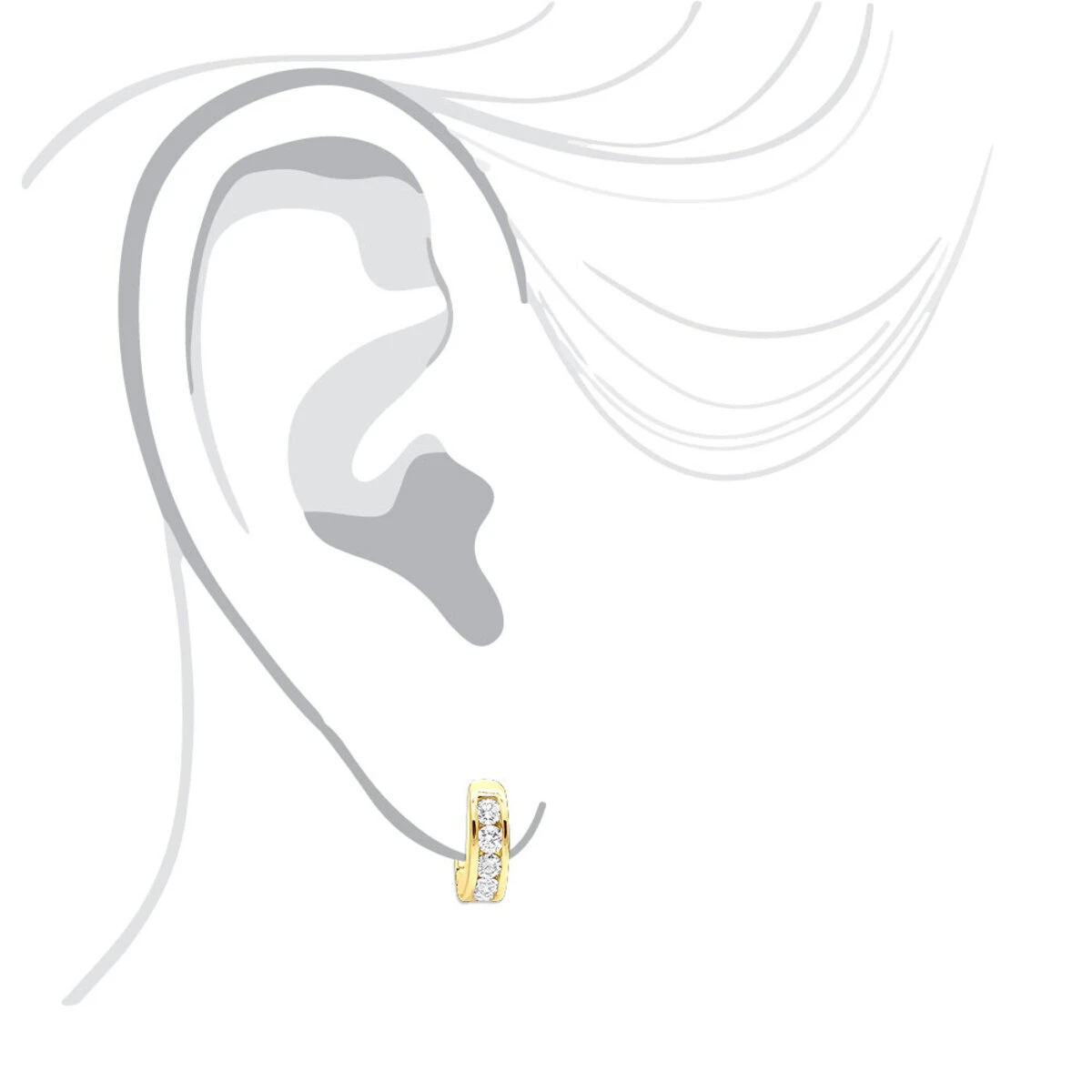 9mm Huggies 14K Yellow Gold Small Diamond Hoop Earrings For Children 0.15ct 9 9mm Huggies 14K Yellow Gold Small Diamond Hoop Earrings For Children 0.15ct - Image 7