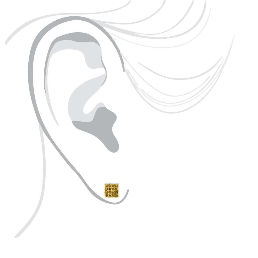 10K Yellow Gold Affordable Yellow Diamond Stud Earrings For Men And Women 0.23ct 6 10K Yellow Gold Affordable Yellow Diamond Stud Earrings For Men And Women 0.23ct - Image 4