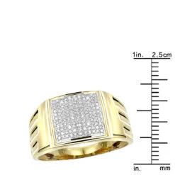 Affordable 10K Yellow Gold Men's Diamond Ring 0.25ct 12mm Wide Wedding Band -Its Hot Jewelry Shop affordable 10k gold mens diamond ring 0 25ct 12mm wide wedding band rulerye