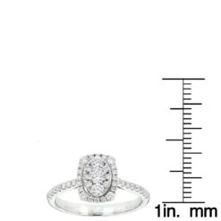 Affordable Engagement Oval Halo Design Round Diamonds 14K White Gold 0.9ct -Its Hot Jewelry Shop affordable engagement rings oval halo design round diamonds 14k gold 09ct ruler