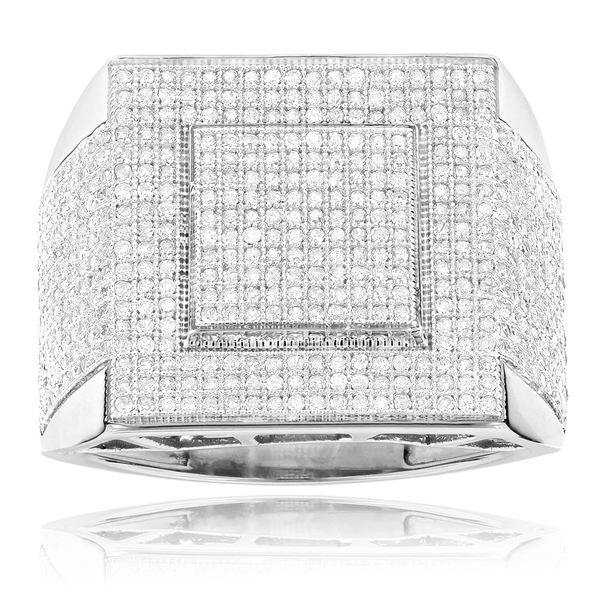 Affordable Men's 10K White Gold Diamond Ring 1.30ct 3 Affordable Men's 10K White Gold Diamond Ring 1.30ct