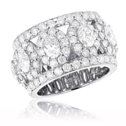 Anniversary Ring Unique 18K White Gold Custom Made Wide Diamond Wedding Band 6.55ct