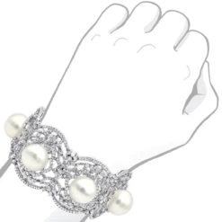 Art Deco White South Sea Pearl And Diamond Bracelet For Women 18K White Gold -Its Hot Jewelry Shop art deco white south sea pearl and diamond bracelet for women 18k gold bodwh