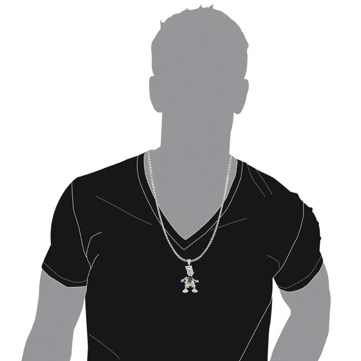 Bart Simpson Diamond Pendant 0.75ct Sterling Silver 6 Bart Simpson Diamond Pendant 0.75ct Sterling Silver - Image 4