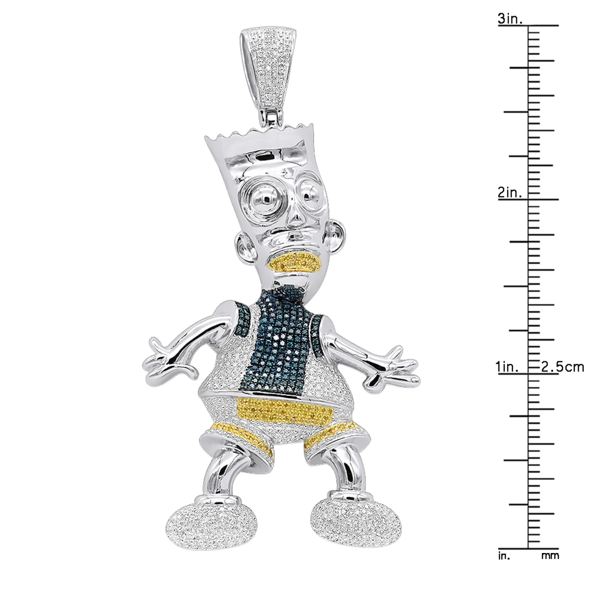 Bart Simpson Diamond Pendant 0.75ct Sterling Silver 5 Bart Simpson Diamond Pendant 0.75ct Sterling Silver - Image 3