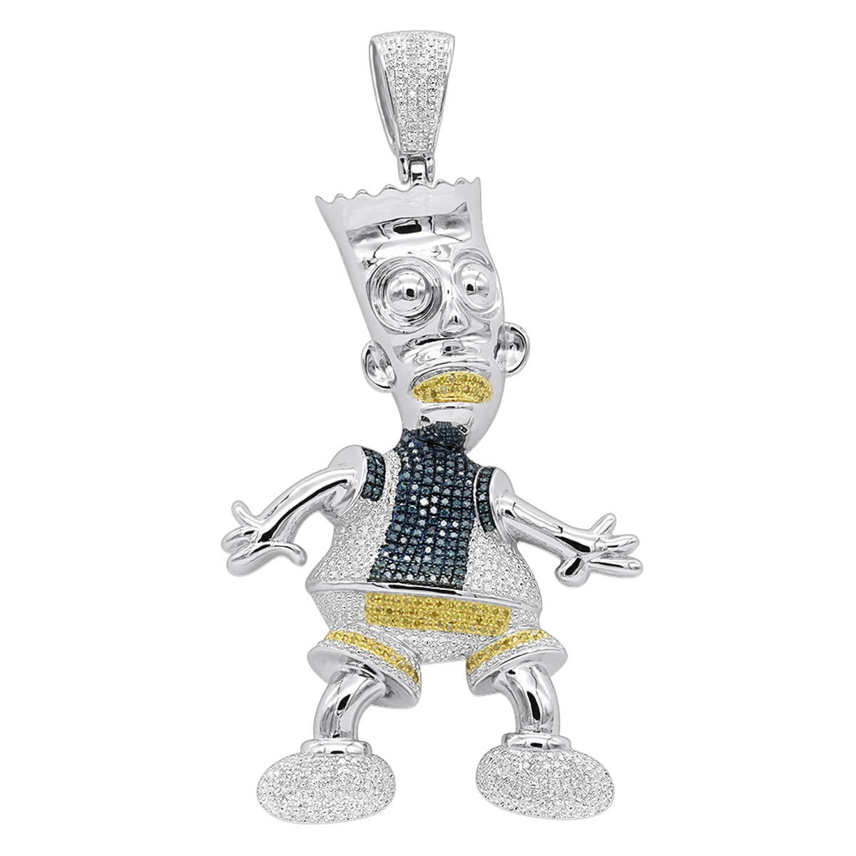 Bart Simpson Diamond Pendant 0.75ct Sterling Silver 3 Bart Simpson Diamond Pendant 0.75ct Sterling Silver