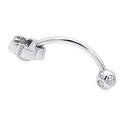 Belly Button Ring 14K White Gold With Flower 0.62 Diamond -Its Hot Jewelry Shop belly button rings gold diamond belly ring flower 062 p 6270 backwh