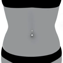 Belly Button Ring 14K White Gold With Flower 0.62 Diamond -Its Hot Jewelry Shop belly button rings gold diamond belly ring flower 062 p 6270 bodwh