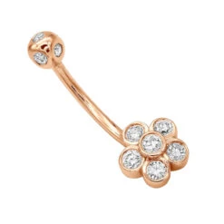 Belly Button Ring 14K White Gold With Flower 0.62 Diamond -Its Hot Jewelry Shop belly button rings gold diamond belly ring flower 062 p 6270 ro