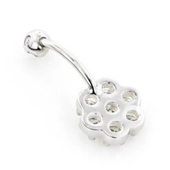 Belly Button Ring 14K White Gold With Flower Diamond 0.79 -Its Hot Jewelry Shop belly button rings gold diamond belly ring flower 079 p 6269 backwh