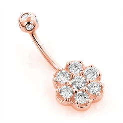 Belly Button Ring 14K White Gold With Flower Diamond 0.79 -Its Hot Jewelry Shop belly button rings gold diamond belly ring flower 079 p 6269 ro