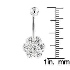 Belly Button Ring 14K White Gold With Flower Diamond 0.79 -Its Hot Jewelry Shop belly button rings gold diamond belly ring flower 079 p 6269 rulerwh