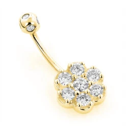 Belly Button Ring 14K White Gold With Flower Diamond 0.79 -Its Hot Jewelry Shop belly button rings gold diamond belly ring flower 079 p 6269 ye