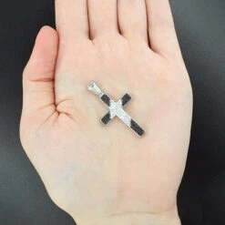 Black And White Diamond Cross Pendant 0.51ct Silver -Its Hot Jewelry Shop black and white diamond cross pendant 051ct silver p 47168box