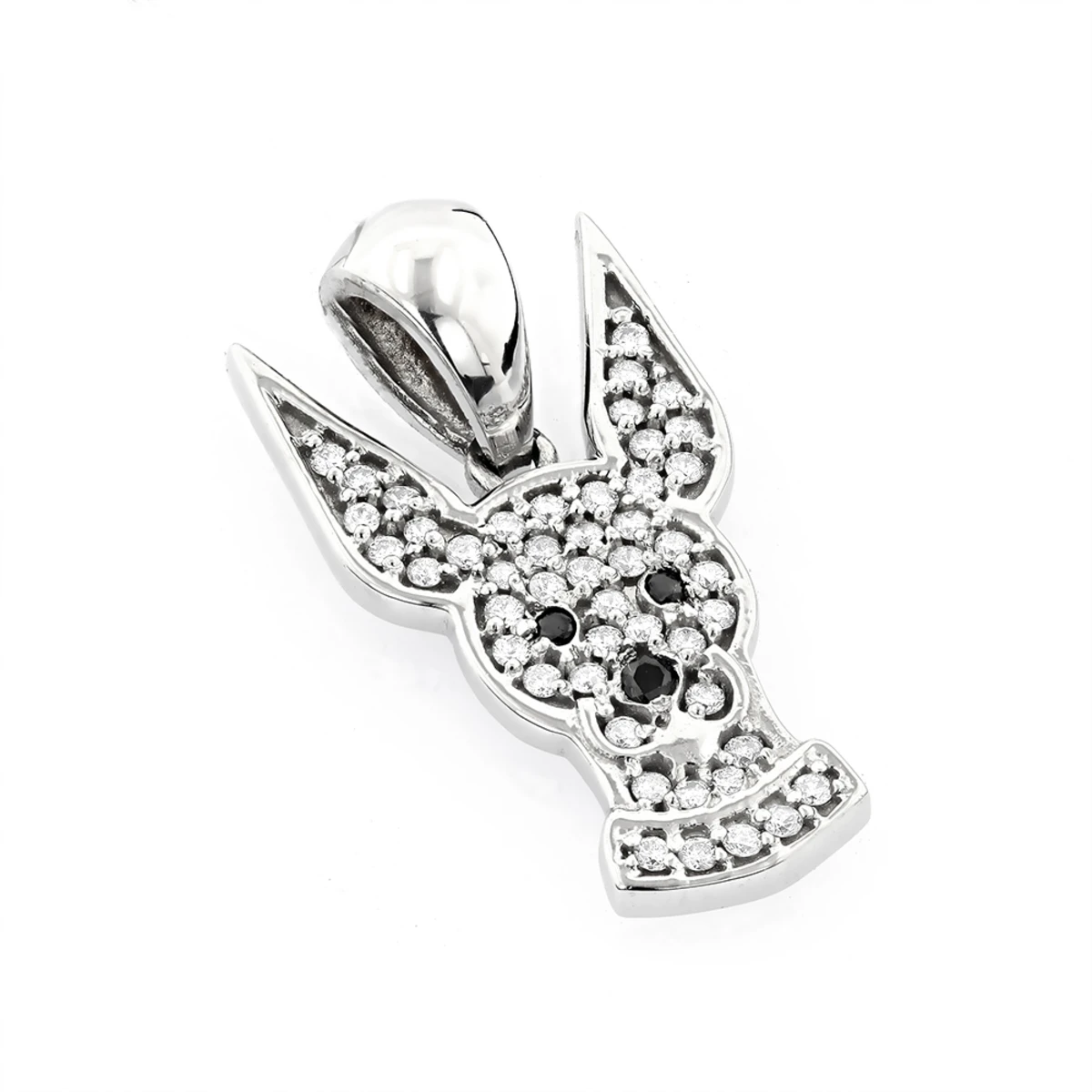 Black And White Diamond Dog Pendant 0.51ct 14K White Gold 3 Black And White Diamond Dog Pendant 0.51ct 14K White Gold