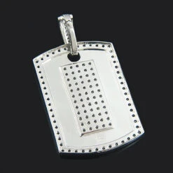 Black And White Diamond Dog Tag Pendant 1.19ct Sterling Silver -Its Hot Jewelry Shop black and white diamond dog tag pendant 119ct sterling silver p 48324back