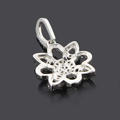 Black And White Diamond Flower Lace Pendant 0.30ct 14K White Gold 4 Black And White Diamond Flower Lace Pendant 0.30ct 14K White Gold - Image 2