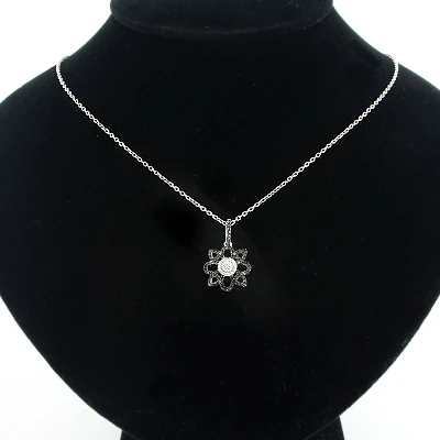 Black And White Diamond Flower Lace Pendant 0.30ct 14K White Gold 5 Black And White Diamond Flower Lace Pendant 0.30ct 14K White Gold - Image 3