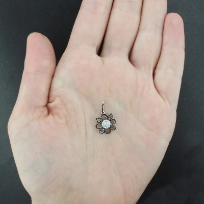 Black And White Diamond Flower Lace Pendant 0.30ct 14K White Gold 6 Black And White Diamond Flower Lace Pendant 0.30ct 14K White Gold - Image 4