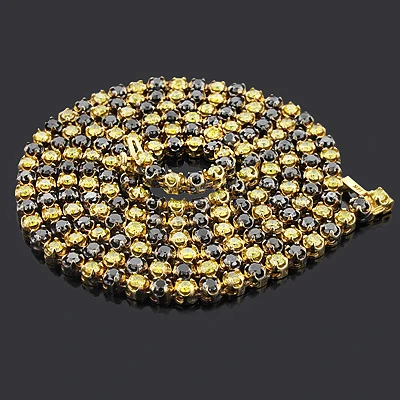 Black And Yellow Diamond Chain Necklace 20.87ct 10K Yellow Gold 4 Black And Yellow Diamond Chain Necklace 20.87ct 10K Yellow Gold - Image 2