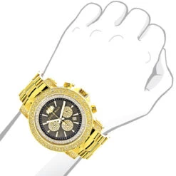 Black Dial Luxurman Diamond Watch 0.75ct Yellow Gold Plated Escalade -Its Hot Jewelry Shop black dial luxurman diamond watch 075ct yellow gold plated escalade bod