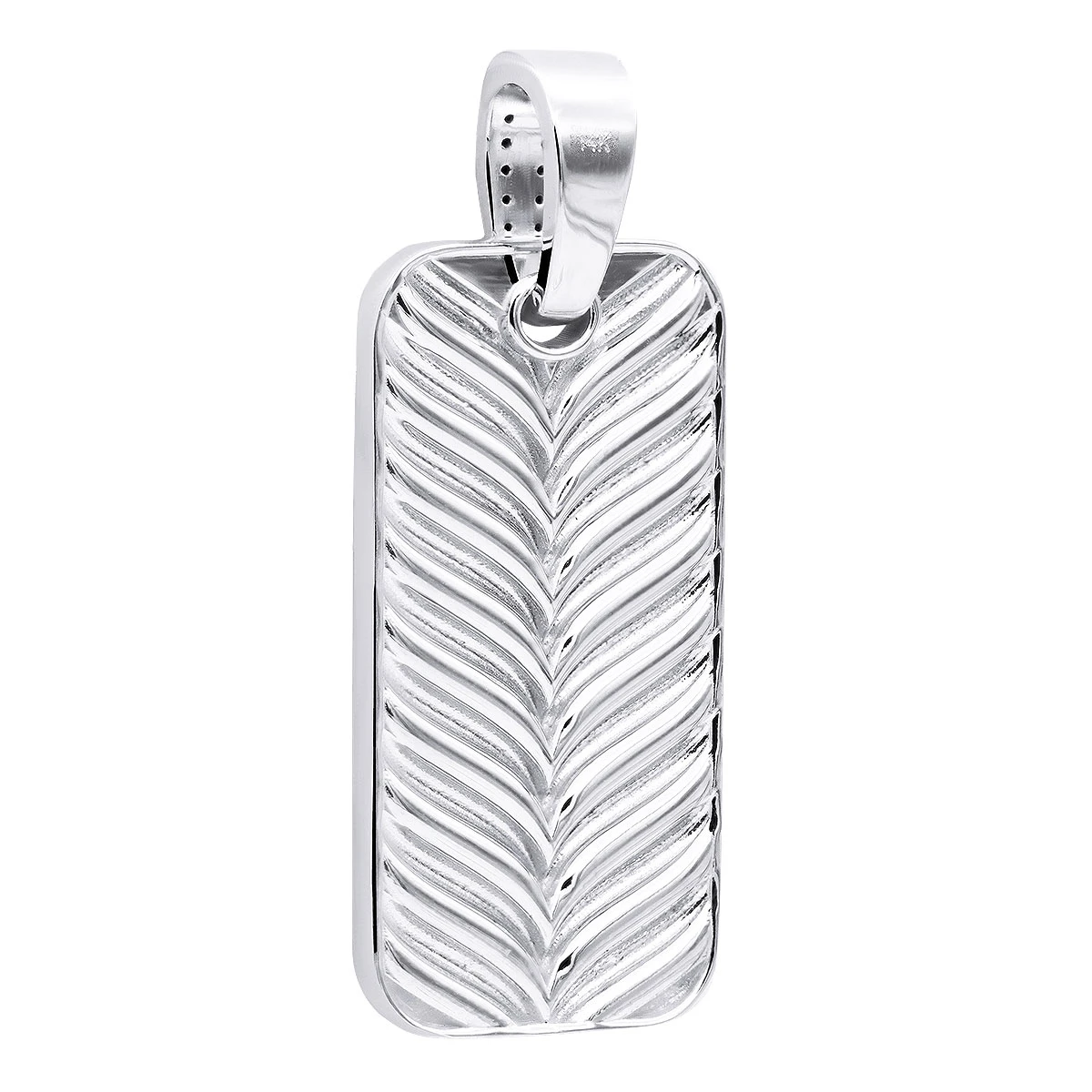 2 Inch Men's Black Diamond Dog Tag Pendant 14K White Gold 7.5ct 6 2 Inch Men's Black Diamond Dog Tag Pendant 14K White Gold 7.5ct - Image 4