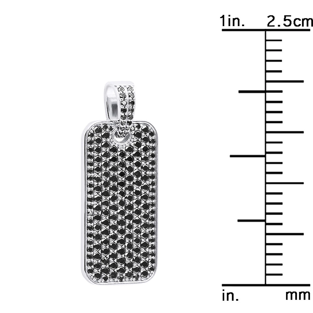 2 Inch Men's Black Diamond Dog Tag Pendant 14K White Gold 7.5ct 10 2 Inch Men's Black Diamond Dog Tag Pendant 14K White Gold 7.5ct - Image 8