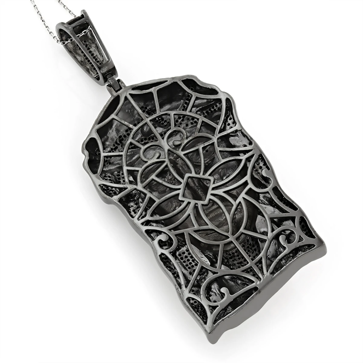 Black Diamond Jesus Face Pendant 0.85ct Sterling Silver 4 Black Diamond Jesus Face Pendant 0.85ct Sterling Silver - Image 2