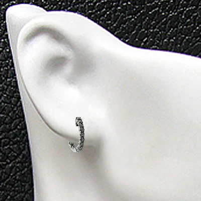 14K Black Plated Gold Black Diamond Hoop Earrings 1.74ct 5 14K Black Plated Gold Black Diamond Hoop Earrings 1.74ct - Image 3