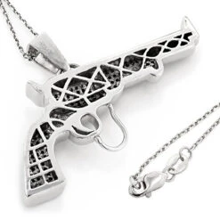 Black Diamond Sterling Silver Gun Pendant .9ct -Its Hot Jewelry Shop black diamond jewelry sterling silver gun pendant 9ct p 39872 backwh
