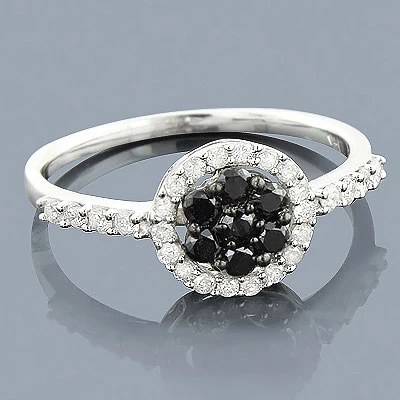 Black Diamond Promise Ring 14K White Gold 0.52ct 3 Black Diamond Promise Ring 14K White Gold 0.52ct