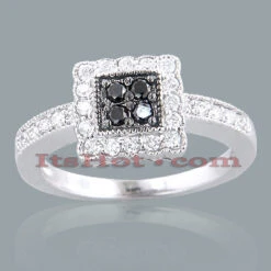 14K White Gold White & Black Diamond Ring 0.64ct