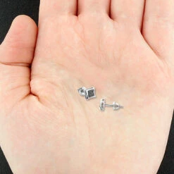Real Black Diamond Stud Earrings Sterling Silver Square Kites 0.1ct -Its Hot Jewelry Shop black diamond stud earrings 010ct sterling silver p 40337box