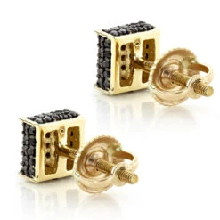 Black Diamond Stud Earrings 0.53ct 10K Yellow Gold -Its Hot Jewelry Shop black diamond stud earrings 053ct 10k gold p 45689 backye