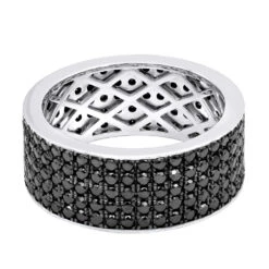 Black Diamond Wedding Ring 10K White Gold Men's Eternity Band By Luxurman 4 Carats 17 Black Diamond Wedding Ring 10K White Gold Men's Eternity Band By Luxurman 4 Carats -Its Hot Jewelry Shop black diamond wedding ring 10k gold mens eternity band by luxurman 4 carats 001286 back white